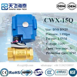 Tianfei High-Tech motorisierter Kugelhahn 110 V CWX-15Q (5)