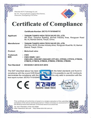 Vanne de commande motorisée de haute technologie Tianfei (5)